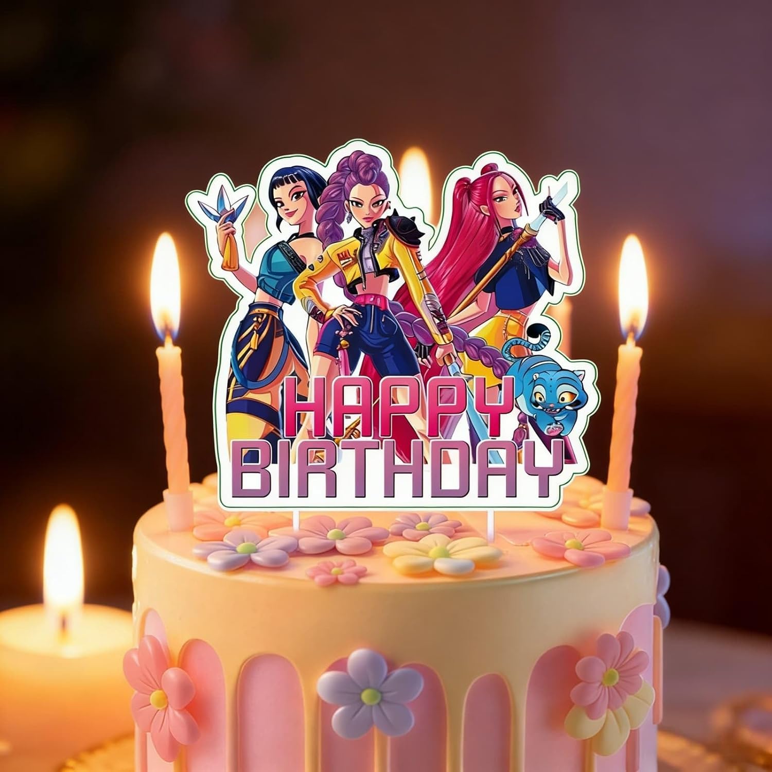 25 Pcs Cartoon Cake Decorations, Include 1 Happy Birthday Cake Toppers, 24 cupcake Topper for Cute Birthday Decorations