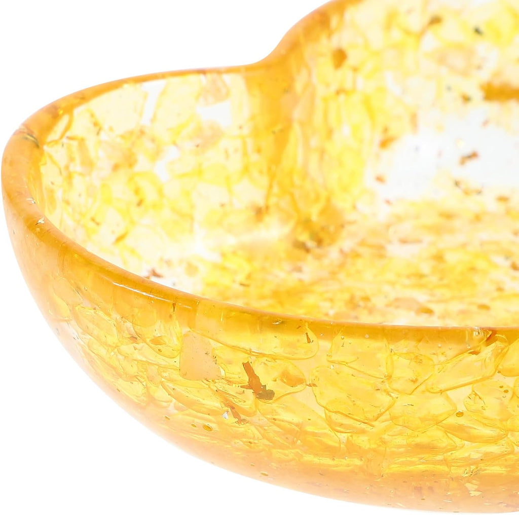 DOITOOL Heart Shaped Candle Holder Resin Craft Decorative Bowl with Yellow Crystal and Resin Material Handpolished and Built to Last for Bedroom and Home Decor