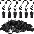 Stainless Steel S Hooks Curtain Clips, 50 Pack Hanging Party Lights Clips Hangers Gutter Photo, Art Craft Display, 2.4 Inch Long, Black