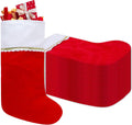 24 Pack Felt Christmas Stockings, 19 Inches Red and White Christmas Stockings Hanging Ornaments, White Cuff with Gold Trim Christmas Stockings for Family Christmas Holiday Decorations