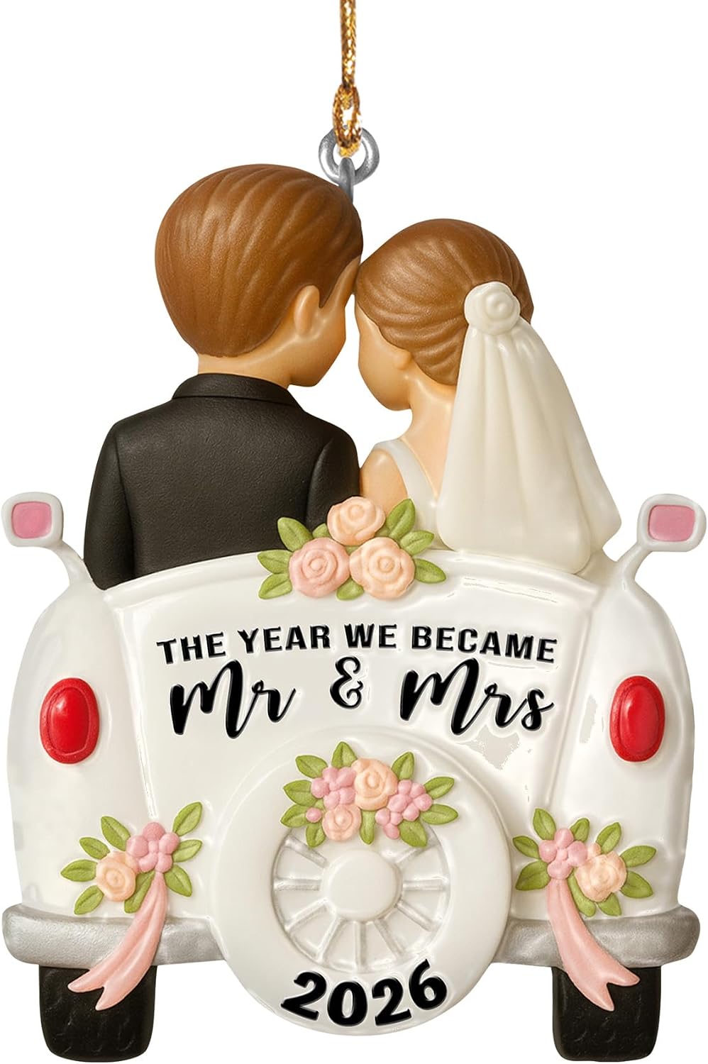 Wedding Ornament 2026 – The Year We Became Mr and Mrs 2026 – First Christmas Married Ornament – Bride and Groom Car Keepsake – Gift for Newlyweds, Couples, Husband and Wife