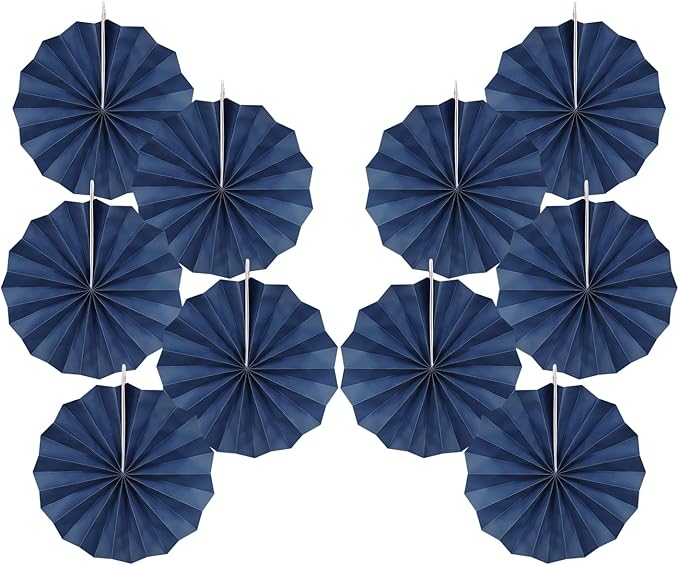 Blue Party Decorations,Blueberry Party Decorations Decorations Party Paper Fans Bulk 8in,Graduation Decoration Classroom Decor, Western Themed Party Decorations 30 Color DIY Set （Deep Blue）
