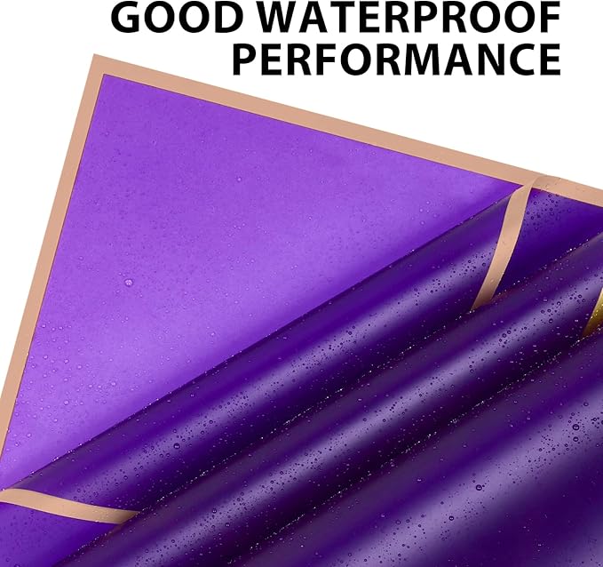 NESCCI 20 Sheets Flower Wrapping Paper - Waterproof Floral Bouquet Wrapping Paper, Florist Supplies Packaging Paper for Wedding Birthday Gift DIY (Deep purple)
