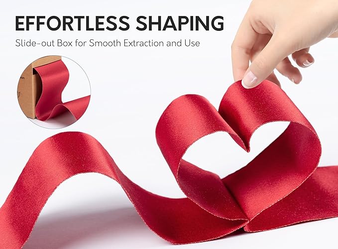 Christmas Ribbon Wired Red Satin Ribbons 2-1/2 Inch Double-Faced Gold Glitter for Tree Decoration, Wreath, Gift Wrapping, Home Decor 10 Yards