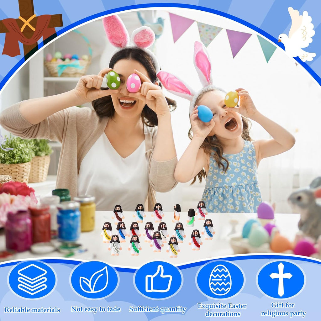 Bememo 400 Pcs Mini Jesus Figures Little Jesus Love You Rubber Action Figures to Hide and Seek for Religious Party Favors Easter Egg Stuffers Sunday Baptism