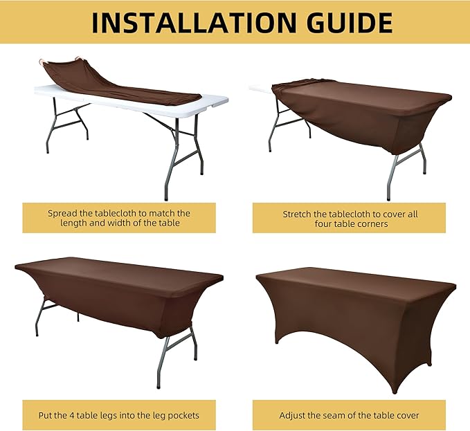2-Pack 4ft Spandex Table Covers for Rectangular Folding Tables - Wrinkle Resistant Stretch Tight Table Cloths - Ultimate Fitted Table Protector for Parties, Banquet, and Wedding