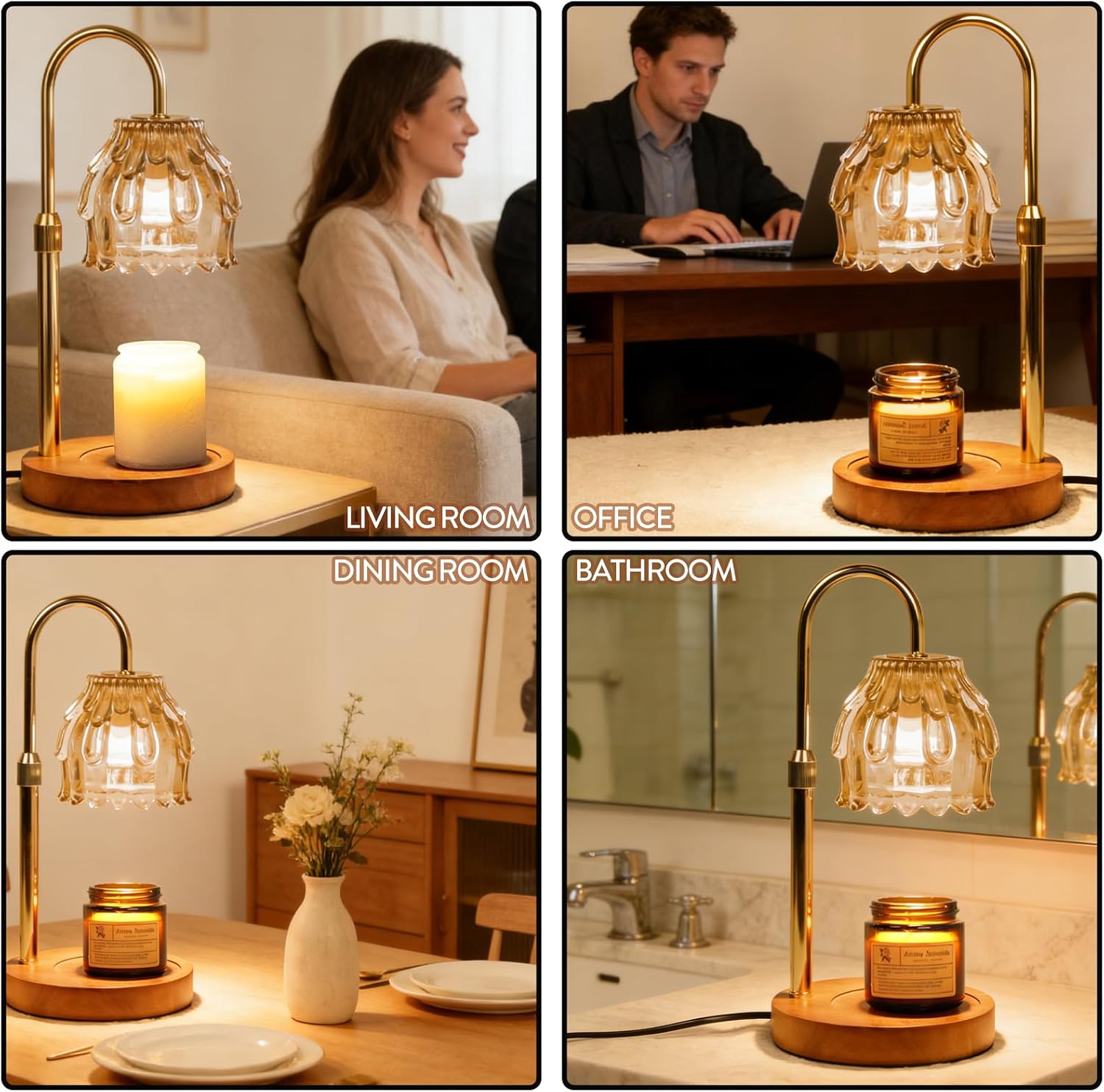 Candle Warmer Lamp with Timer Dimmable, Mother's Day/Birthday Gifts for Women Mom Her, House Warming Gifts New Home, Wax Melt Warmer Modern Farmhouse Decor for Yankee Candle in Bedroom Living Room