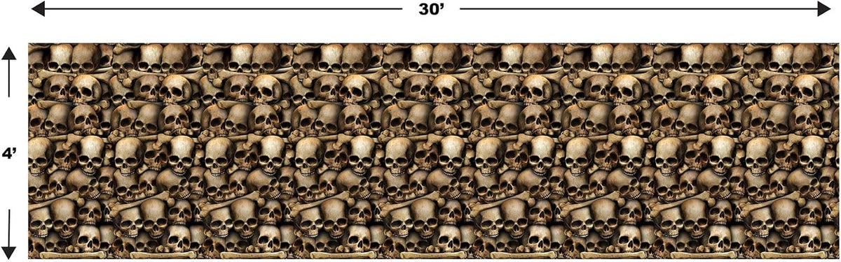 Beistle Catacombs Backdrop Wall Decorations – 2 Realistic Skull and Bone Prin...