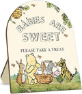Classic Winnie Baby Shower Welcome Sign, Classic Pooh Babies are Sweet Please Take A Treat Sign, Cute Animals Decor Welcome Sign, Birthday Party Decor Supplies 9 * 11IN