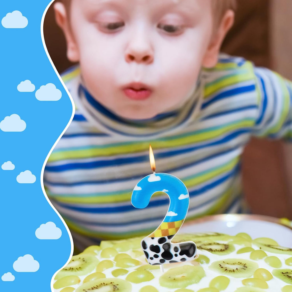 Threlaco Toy Inspire Game Birthday Number Candle for Kids Toy Cartoon Cake Topper Decorations Cartoon Party Supplies for Boy Girl Birthday Celebrations(Number 2)