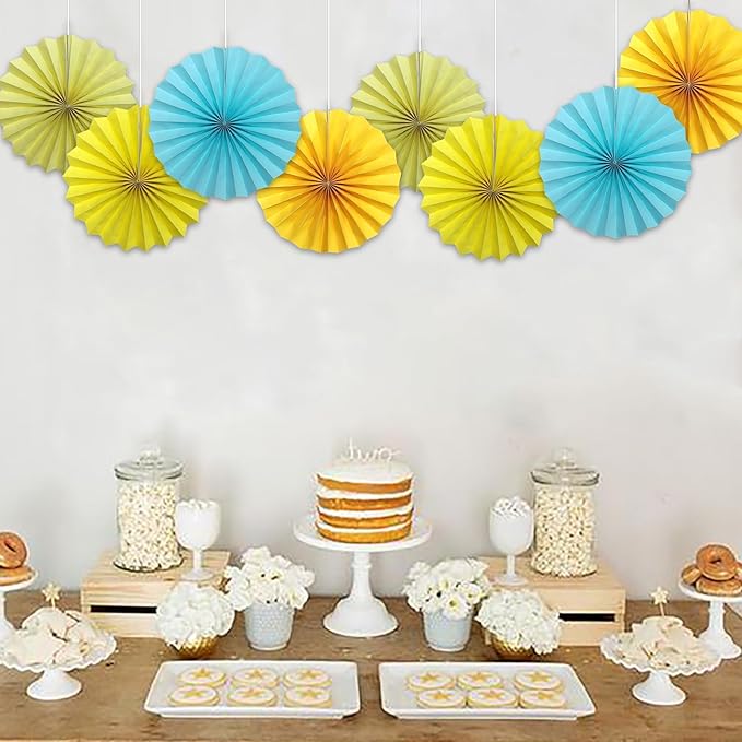 BARTHEW Yellow Birthday Decorations,DIY Yellow Paper Fans Hanging Decoration ,Party Supplies Party Fans 12in, Wedding Graduation Events Accessories 30 Color DIY Set （Yellow）