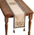 patdrea Designer Beige Farmhouse Geometric Patterned Linen Table Runner 102 Inch Long,Wrinkle Resistant Table Mat,Decoration for Kitchen Dining and Coffee Tables Banquet Christmas ,12"x102"