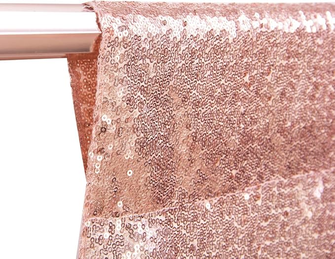 SquarePie Sequin Backdrop Curtain Not See Through Background for Wedding Party 5FT x 7FT Rose Gold