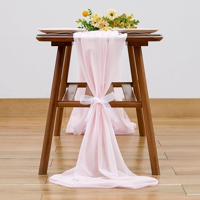 Wedding Arch Draping Fabric, 2 Panels 28" x 19Ft Blush Arch Drapes Sheer Backdrop Curtain for Wedding Ceremony Party Ceiling Decor