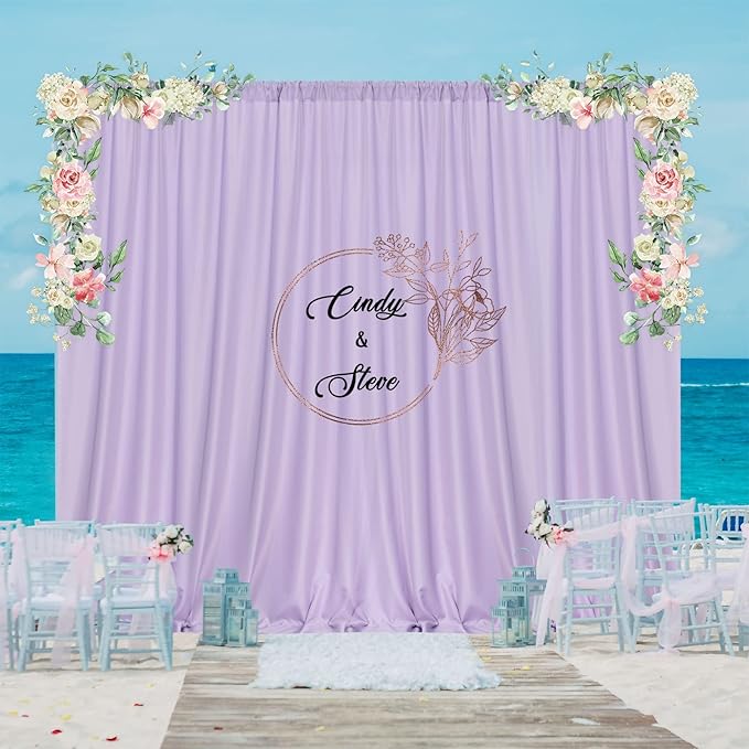 MYSKY HOME 10ft x 8ft Light Purple Curtains - Wedding & Stage Drapes with Rod Pocket, 5ft x 8ft, 2 Panels