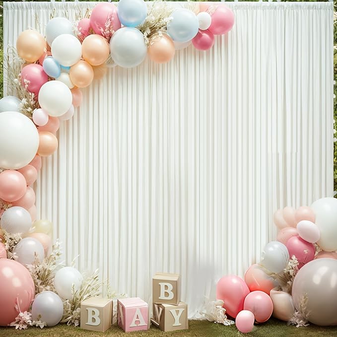50×14ft Wrinkle Free Ivory Backdrop Curtain, Soft Silky Easy to Drape Cream Wedding Drapes for Backdrop, 10 Panels 5×14ft Photo Backdrop Curtains for Parties Birthday Photography Background Cloth