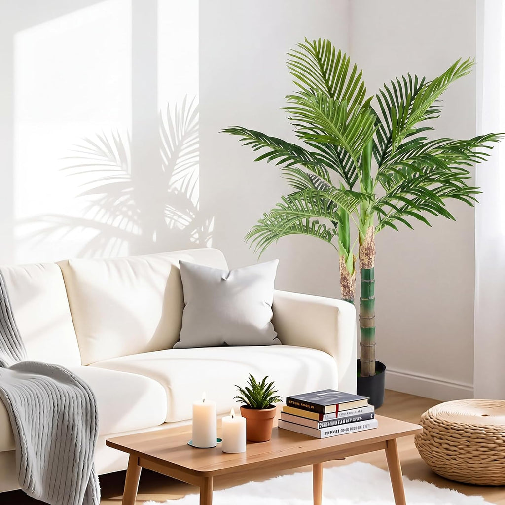 dumos 47in artificial palm tree, realistic faux indoor, front angle view