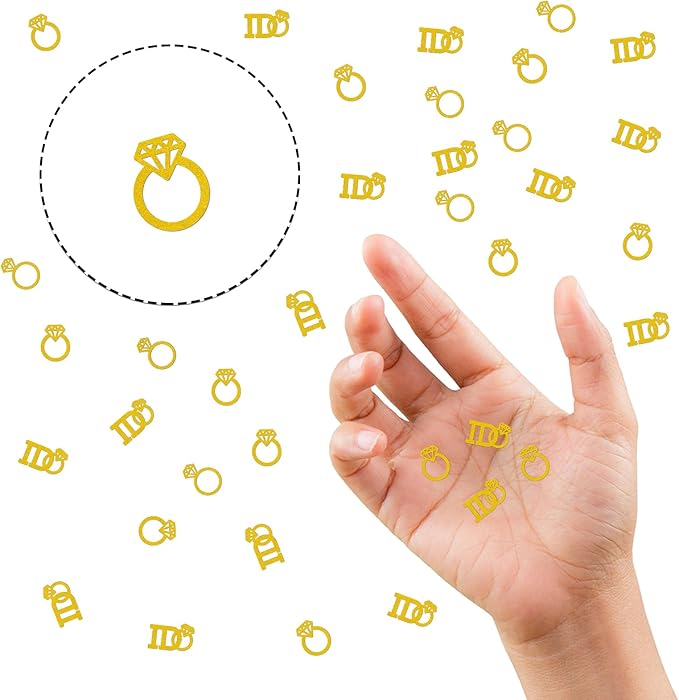 120 Pcs Wedding Confetti, Heart and Diamond Ring Shaped Confetti Decorations,I Do Engagement Party Table Scatter for Wedding or Engagement Decor.