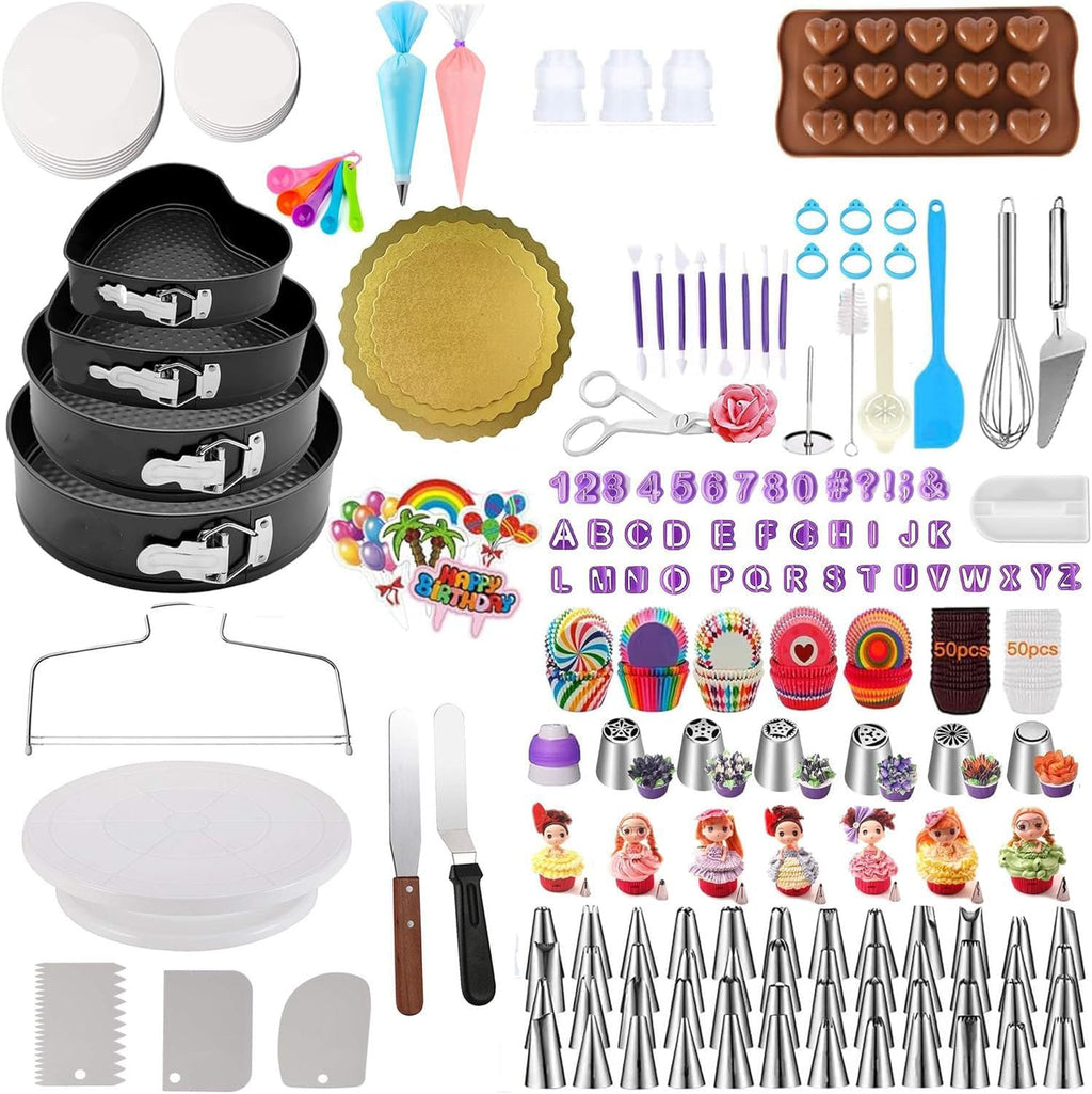 Cake Decorating Turntable,Cake Decorating Supplies with Decorating Comb/Icing Smoother(3pcs),2 Icing Spatula with Sided & Angled …