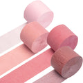 PIGETALE Crepe Paper Streamers 4 Rolls 328ft, Pack of Metallic Rose Gold, Pink, Dusty Pink Party Streamers for Birthday Wedding Bachelorette Baby Bridal Shower Party Decorations (1.8Inch x 82Ft/Roll)