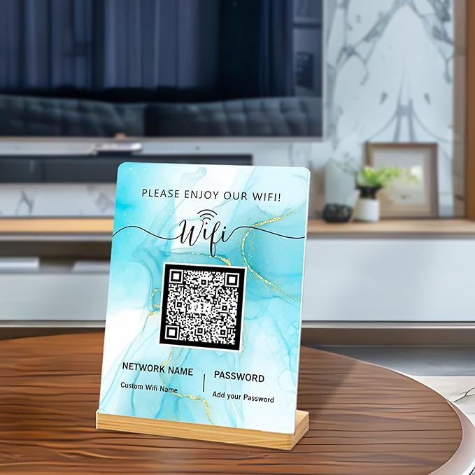 Personalized Custom Metal QR Code Sign Venmo Cashapp Scan to Pay with Stand Instagram Facebook Social Media QR Signs Bar Code QR Plaque Print for Business Salon Beauty Store Restaurant Wifi Sign (W4)