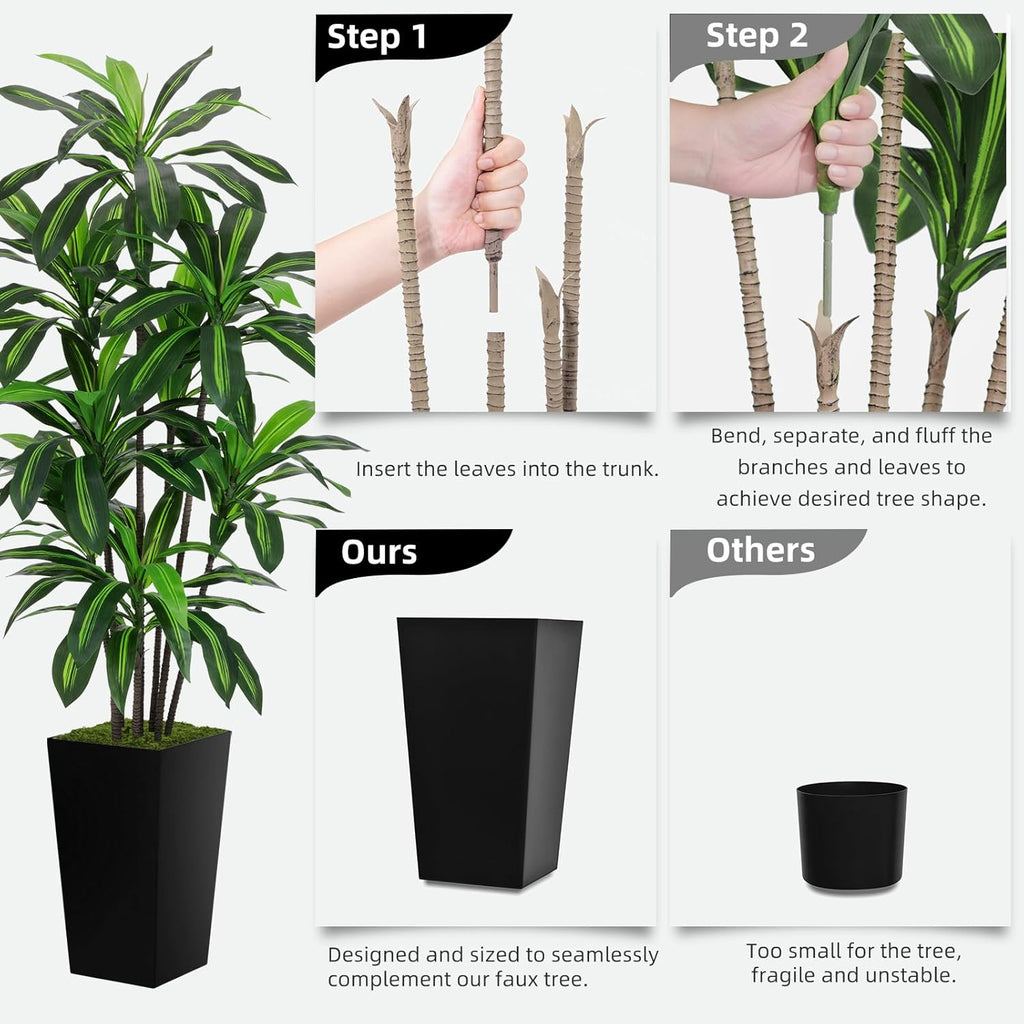 astidy artificial plant 6ft dracaena fake tree with showing dimensions