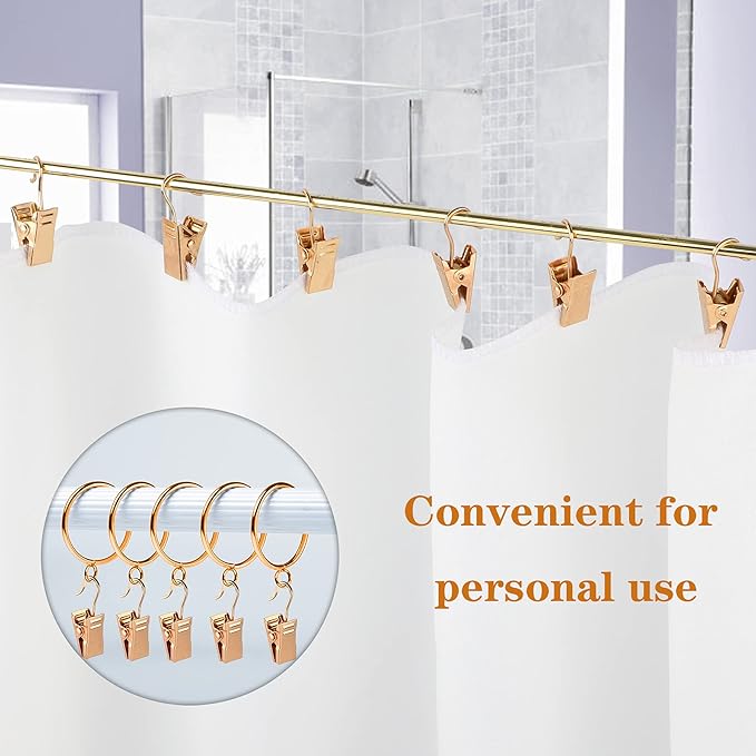 JANYUN 120 Pack Clip Hook Set Stainless Curtain Clips for Hanger Photo Light Home Decoration Art Craft Dispaly Hang Clip (Gold)
