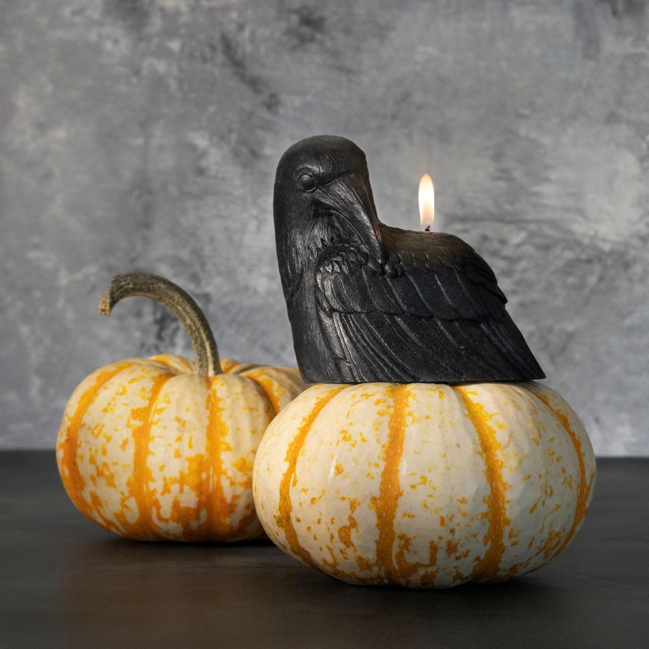 Big Dipper Wax Works Black Crow Candle – Handcrafted 100% Pure Beeswax, 4" × 3.5", Unscented, 24-Hour Clean Burn, Artisan Halloween Décor & Gothic Home Accent, Eco-Friendly Candle