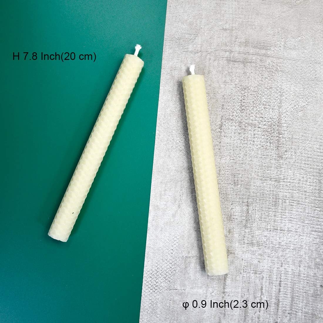 Pack of 4 Beeswax Taper Candles Hand Rolled - Dripless - Organic Natural Scent - 8 Inch in Off White