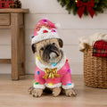 lighted christmas bulldog statue, pink outfit, main product view