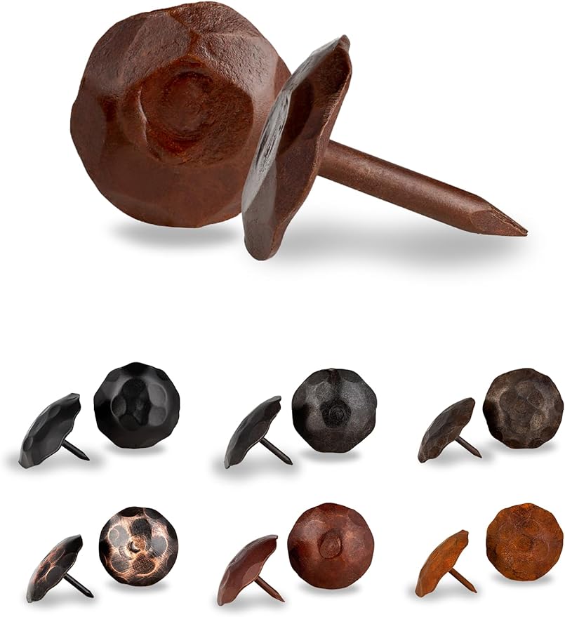 10 Pack 0.75" Round Head Iron Clavos Decorative Nails – Sealed Rusted – Handmade Rustic Round Fasteners for Farmhouse Shutters, Faux Wood, Barn Doors, Shutters, Gates – Ornamental Wood Accent