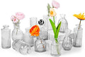 Glass Bud Vase Set of 12, Clear Bud Vases in Bulk, Small Flower Vases for Table Centerpieces, Mini Vintage Vases for Rustic Wedding Party, Bridal Shower, Home Decoration (12 Pack)