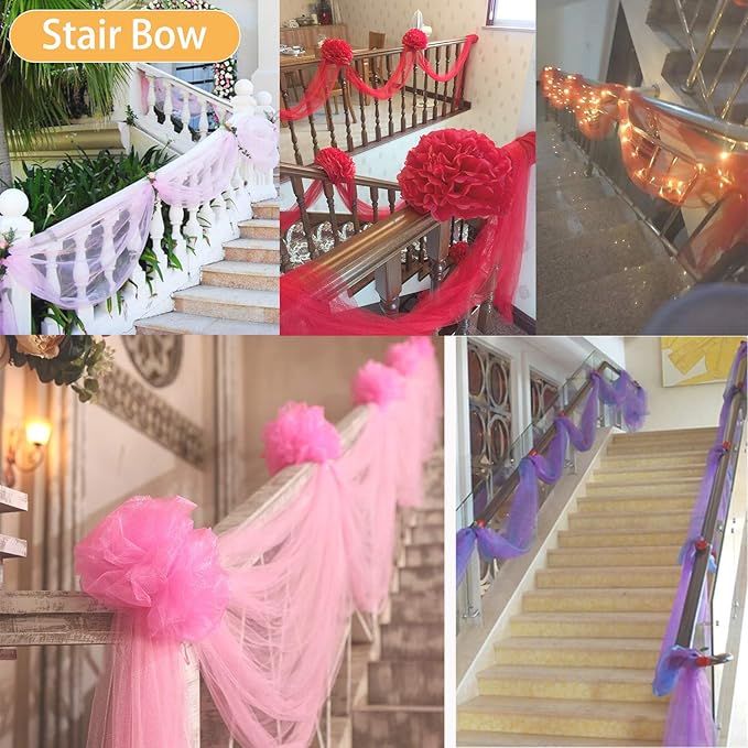 Crystal Organza Tulle Sheer Fabric Backdrop Curtains for Wedding Baby Shower Birthday Party Event Decor, 19” by 30 Yard (Pink)