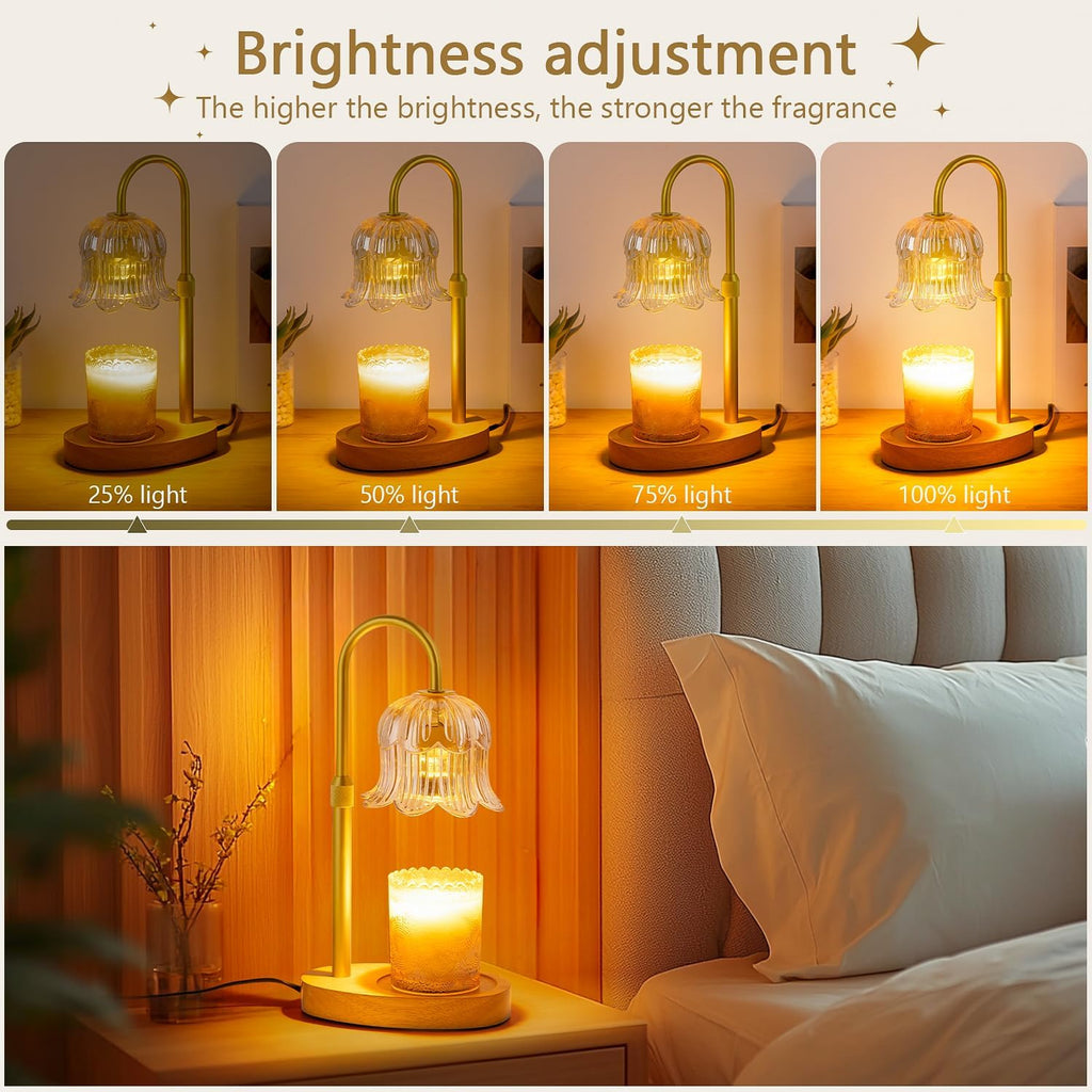 CRMILL Candle Warmer Lamp Electric Timer - Candles Warming Light Height Adjustable Dimmable Warmers Flower Lamps No Flame Heat Warm Melt Wax Jar Modern Home Decor Table Lights for Home Living Bedroom