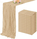 Sand 12 Pack 10FT Cheesecloth Table Runner 20 x 120 Inch Long Rustic Gauze Cheese Cloth Table Runner for Wedding Bridal Baby Shower Table Decorations Boho Fabric Sheer Birthday Party Table Decor