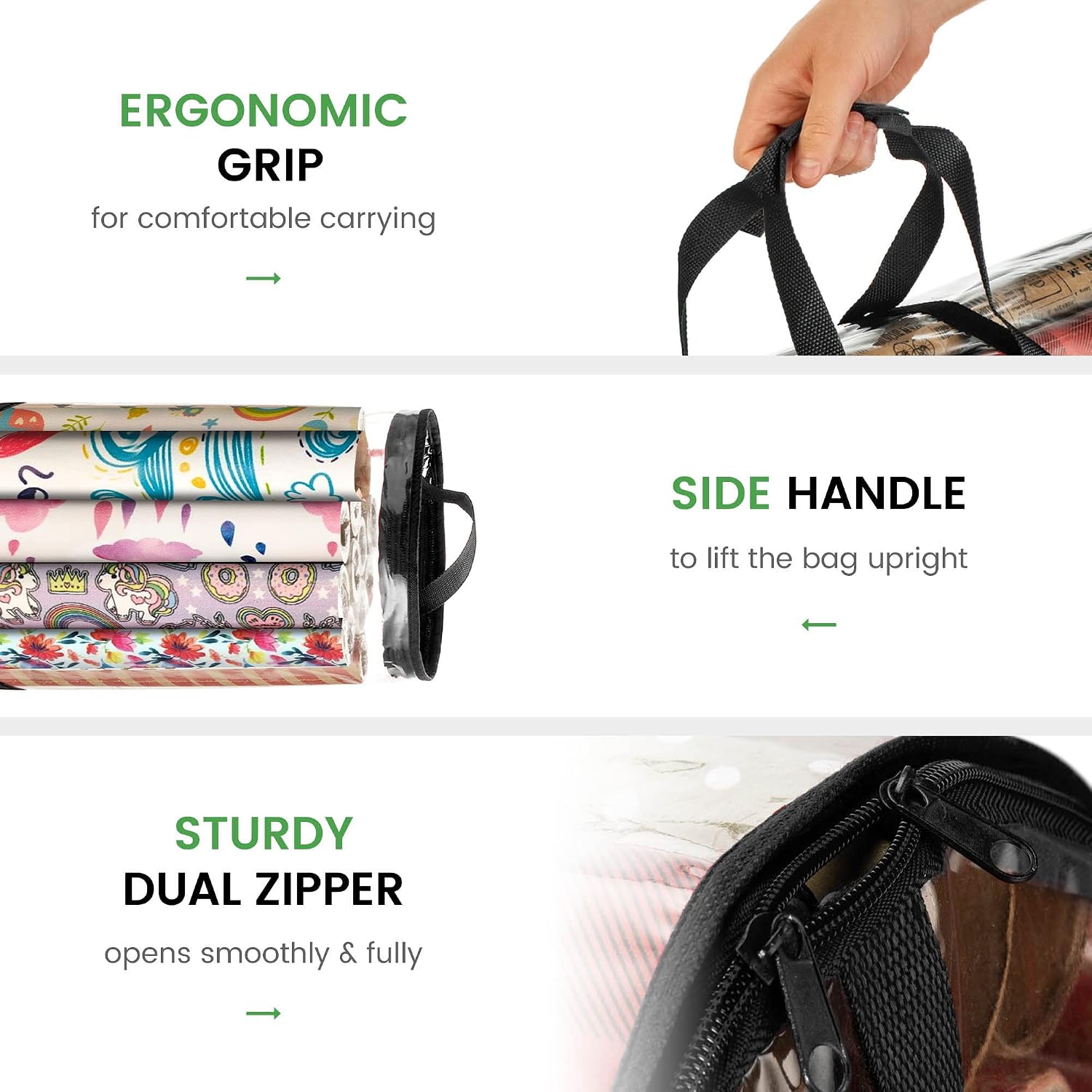 ZOBER Round Christmas Gift Wrapping Paper Organizer Storage - 40 Inch Gift Wrap Storage Containers - Wrapping Paper Holder, Clear PVC Waterproof, Fits 25 Standard Rolls - Black