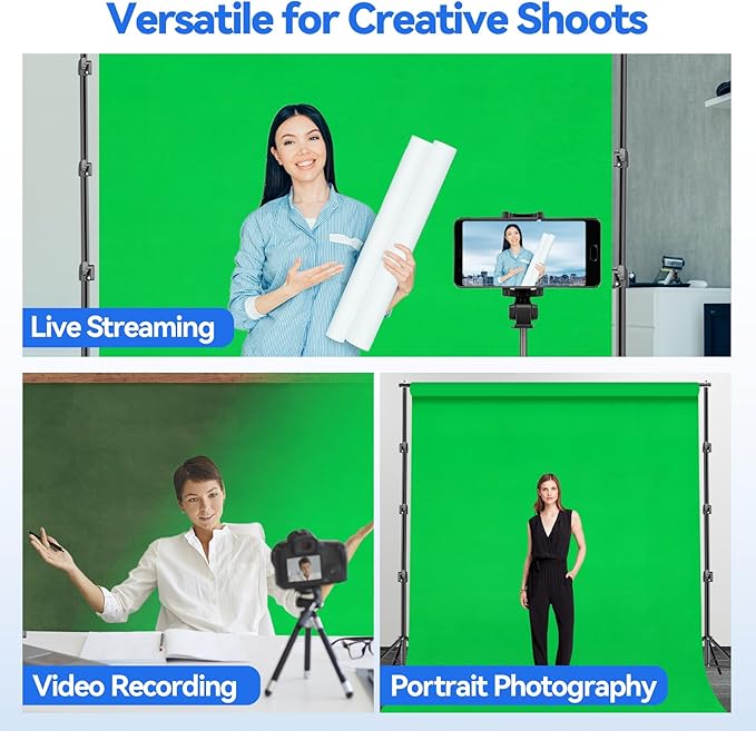 EMART Photo Video Studio 10 x 10ft Green Screen Backdrop Stand Kit, Photography Background Support System with 10 x20ft Muslin Chromakey Curtain for Photography Shooting