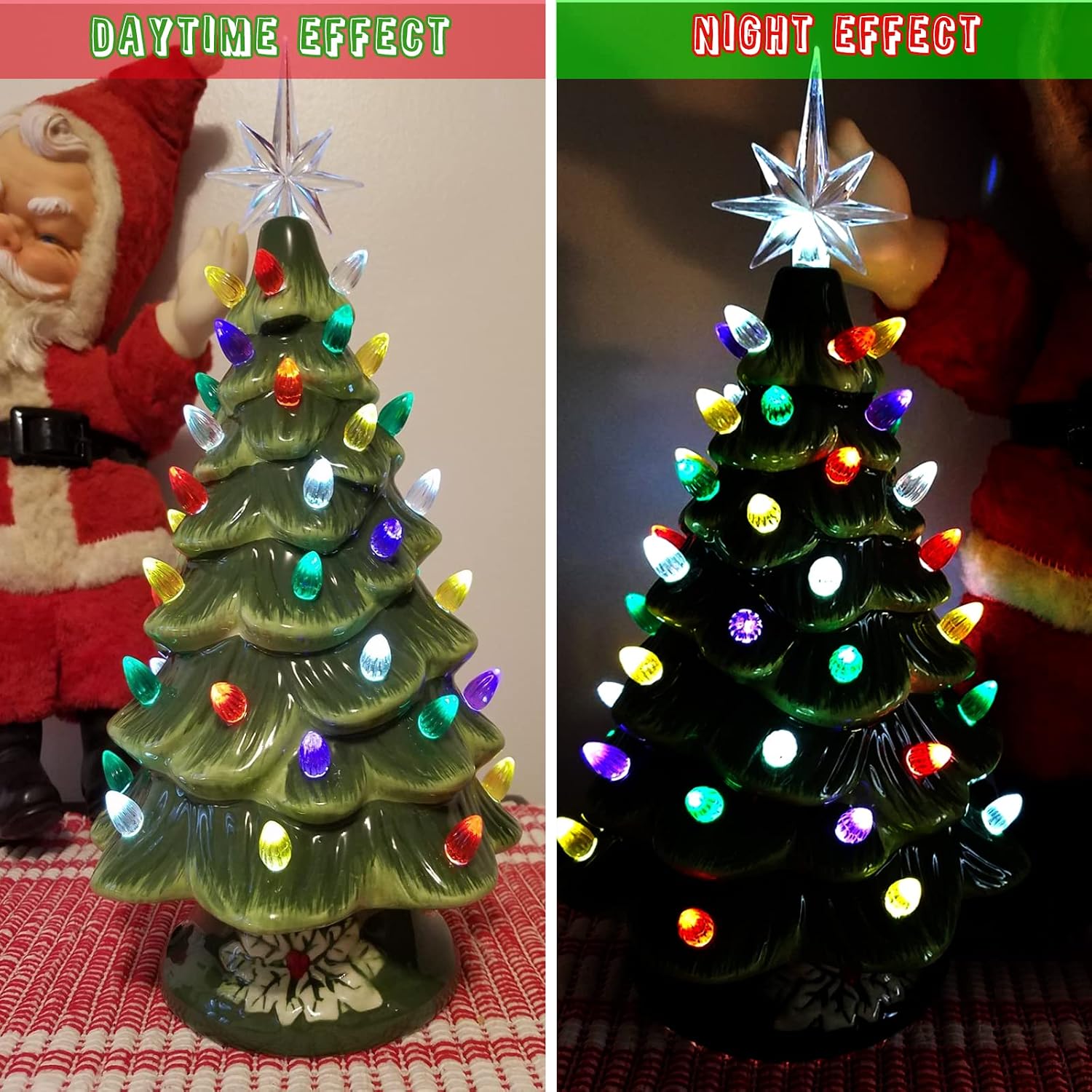 Ceramic Christmas Tree Replacement Lights/Bulbs, Ceramic Tree Medium Multicolor Twist Light Ornaments(117 Bulbs+5 Topper Star)