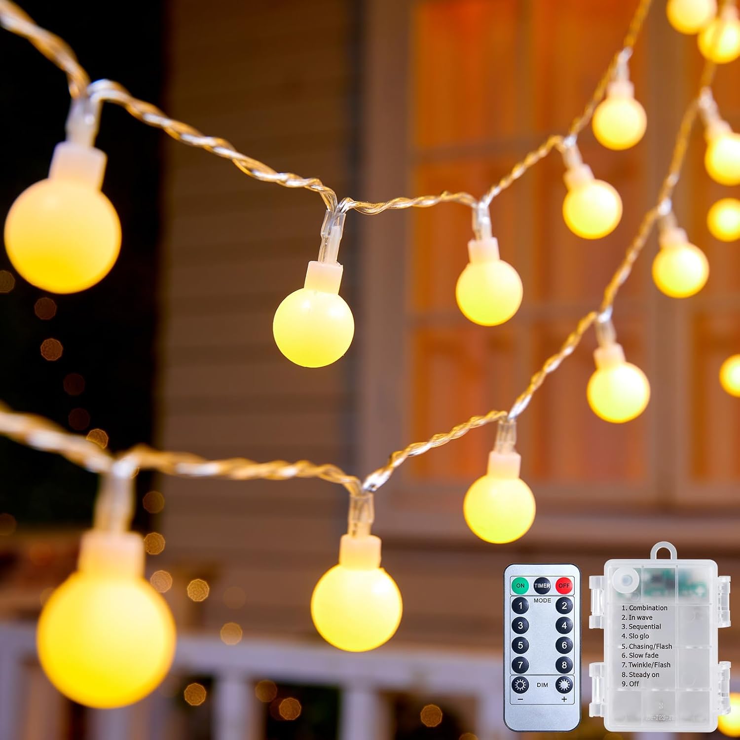 Minetom Battery Operated String Lights, 21FT 60 LED Globe Fairy Lights with Remote, Waterproof Twinkle Lights for Indoor Outdoor Bedroom Classroom Camping Patio Birthday Christmas Decor, Warm White