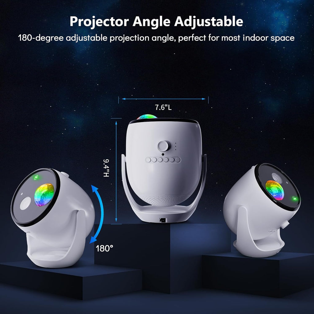 rossetta 3d star projector, galaxy aurora planetarium projector on a desk or shelf