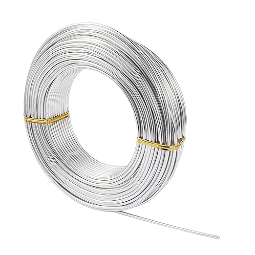Fashewelry 114 Feet 10 Gauge Aluminum Wire Silver Bendable Metal Craft Wire for Beading Jewelry Craft Making (2.5mm)