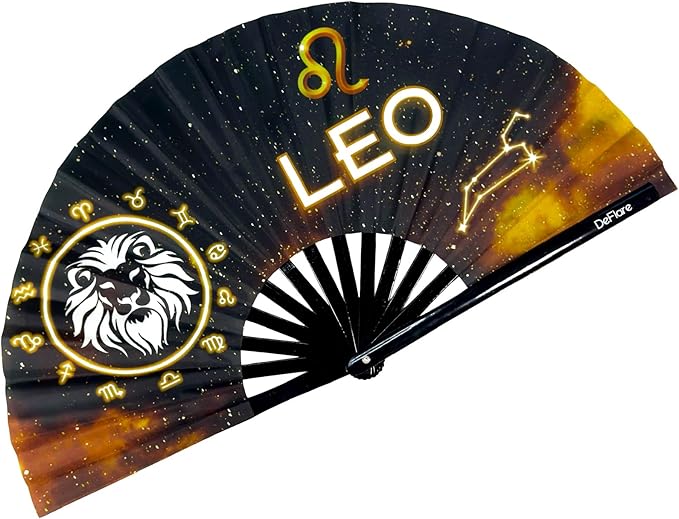 DeFlare | Cosmic Zodiac Rave Fan | Zodiac Sign Hand Fan | Astrology Rave Fan | Hand Fan | Large Rave Fan | Large Clacking Fan