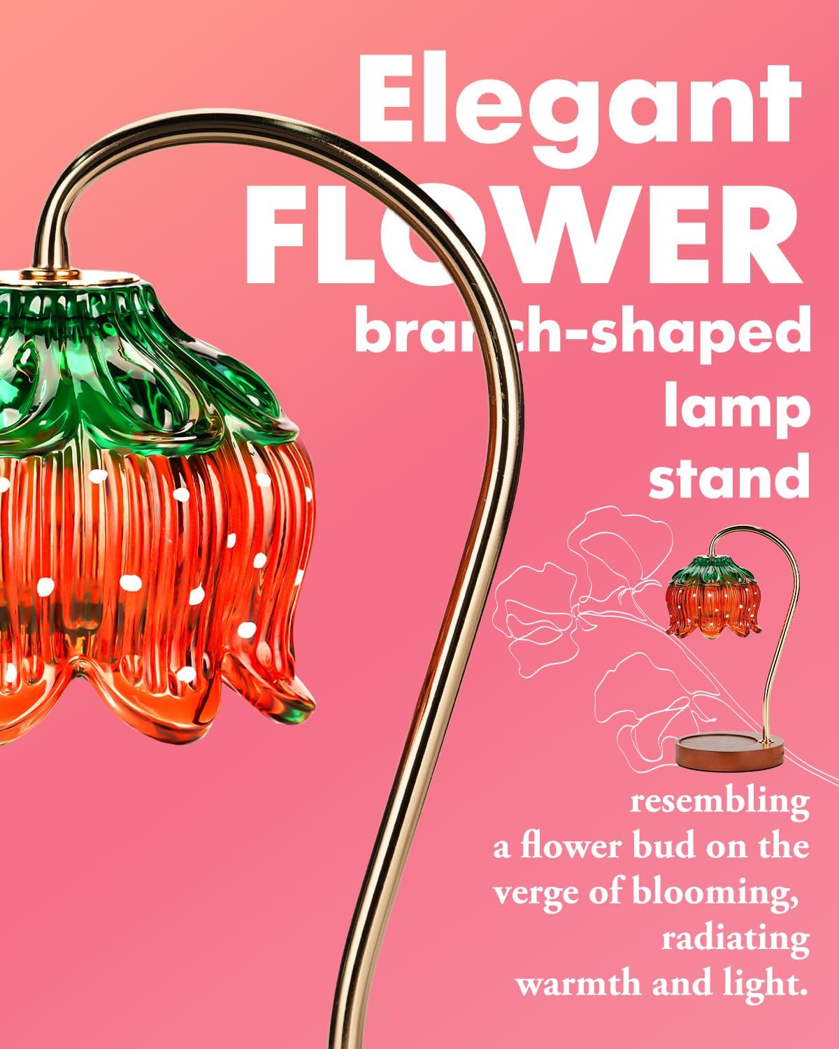 Funistree Flower Candle Warmer Lamp with Timer, Dimmable Candle Lamp Warmer, Christmas Birthday Gifts for Women Mom Her, Housewarming Home Decor, Lotus Wax Warmer for Yankee Candles - Strawberry