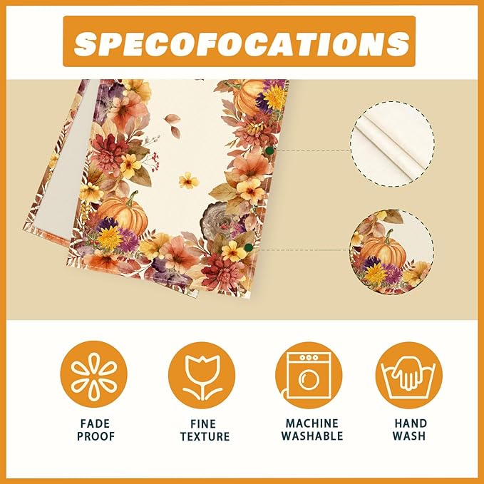 XCHI Fall Color Wild Flowers Watercolor Table Runner Table Decoration for Kitchen Dining Dinner Autumn Home Decor 13x90 Inch