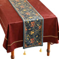 patdrea Designer Casual Wild Floral Velvet Table Runner 87 Inch Long, Dark Blue Occult Bouquets Pattern Table Mat, Decoration for Kitchen Dining Coffee Table Cabinet Banquet Thanksgiving,12"*87"