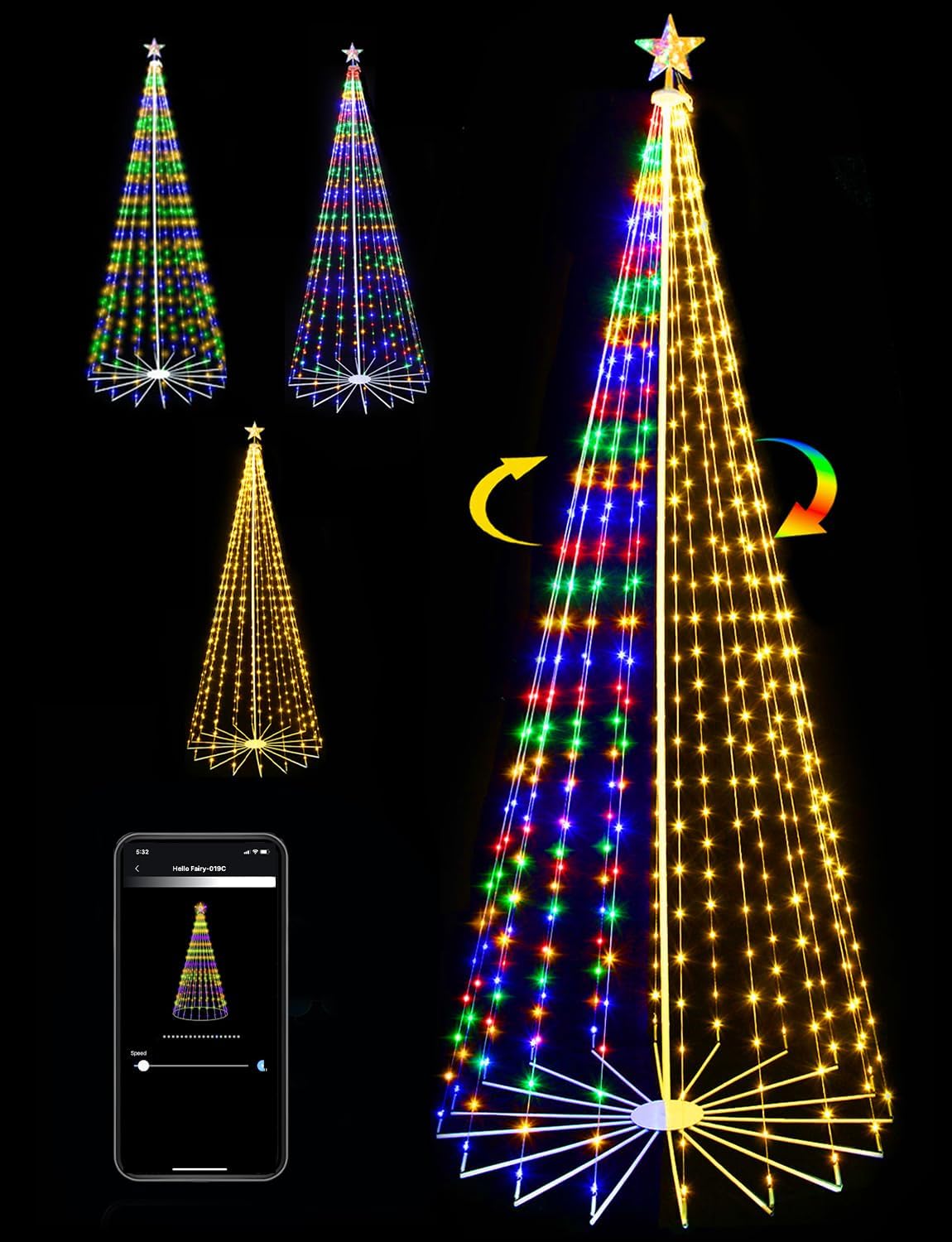 10ft smart outdoor halloween tree lights pop up, main product view
