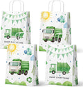 HaPiBiDesign Garbage Truck Party Favor Bags, 24 Pack Garbage Truck Goodie Bags with Handles, Garbage Truck Gift Bags, Garbage Truck Treat Bags for Kids Birthday Party, Garbage Truck Party Supplies