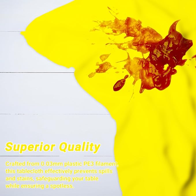 QZYL 12 PCS Yellow Rectangle Tablecloth, Disposable Plastic Picnic Table Cover, 54 X 108 in Lightweight Table Cloth Rectangle for Birthday Parties Weddings Picnics and Outdoor Gatherings