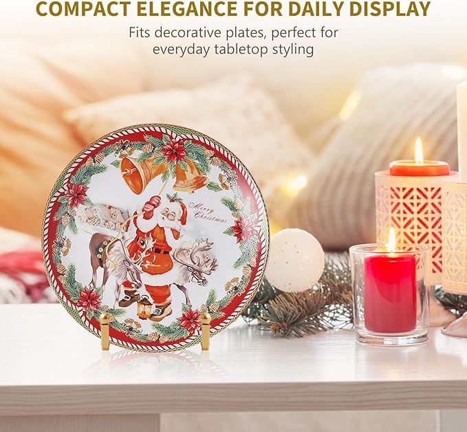 Plate Holder Easel Display Stand - 4.5 inch Metal Plate Stands for Display - Tabletop Picture Stand - Gold Iron Easels for Display Pictures | Photo Frames | Book | Decorative Plates | Plaque -4 Pack