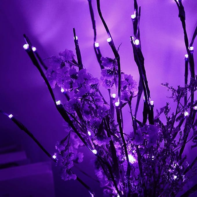 Led Branch Light Battery Operated Lighted Branches Vase Filler Willow Twig Lighted Branch 30 Inch 20 LED for Christmas Home Party Decoration Indoor Outdoor Use Pack of 2 Purple